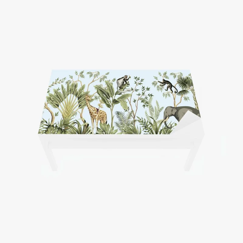 Table & desk veneer tropical jungle animals panorama