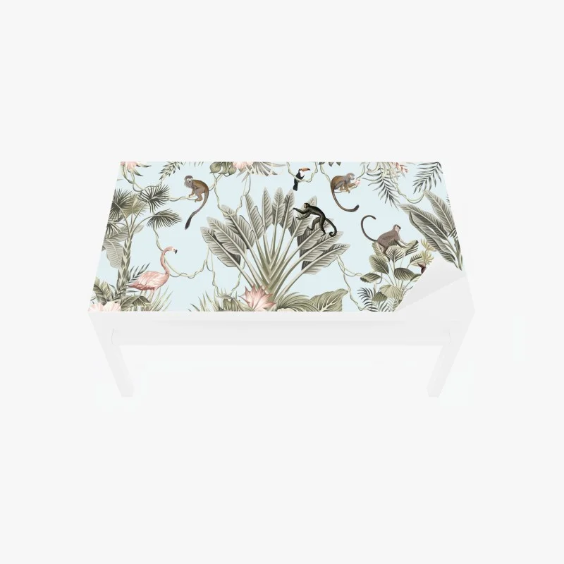 Table & desk veneer pastel jungle animals pattern