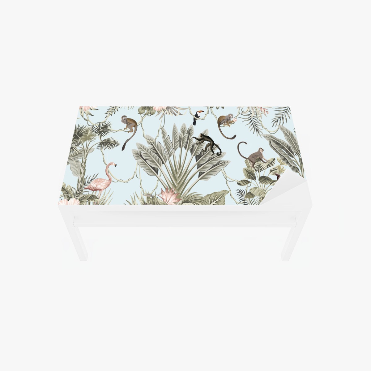 Table & desk veneer pastel jungle animals pattern • Wallissimo® Table & desk veneer pastel jungle animals pattern • Wallissimo®