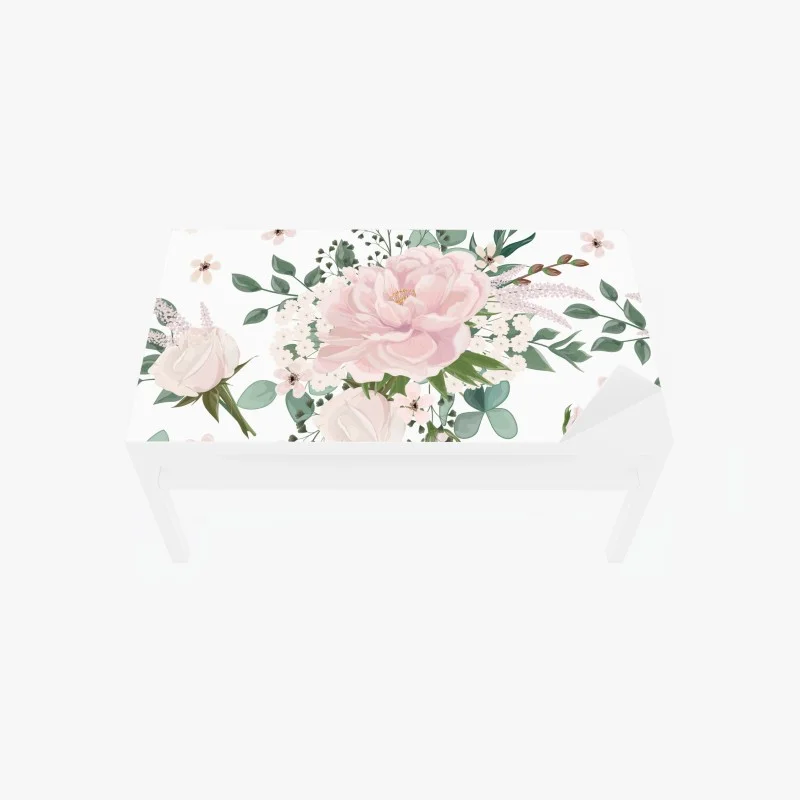 Table & desk veneer soft pink peony floral pattern