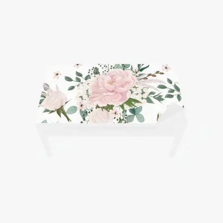 Table & desk veneer soft pink peony floral pattern • Wallissimo®