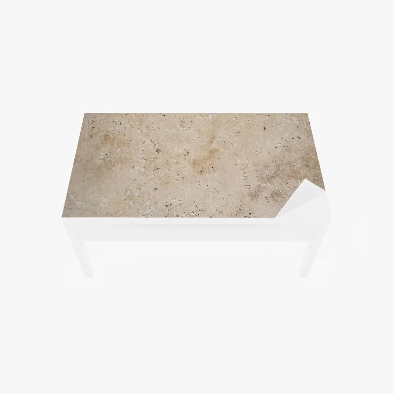 Table & desk veneer beige travertine stone texture