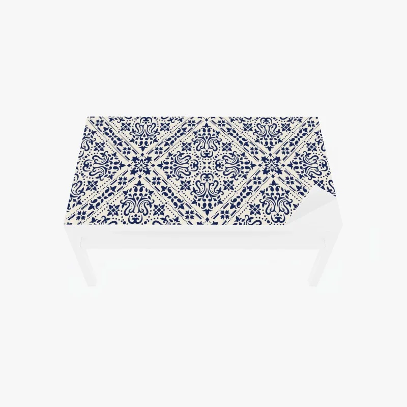 Table & desk veneer navy damask tile pattern