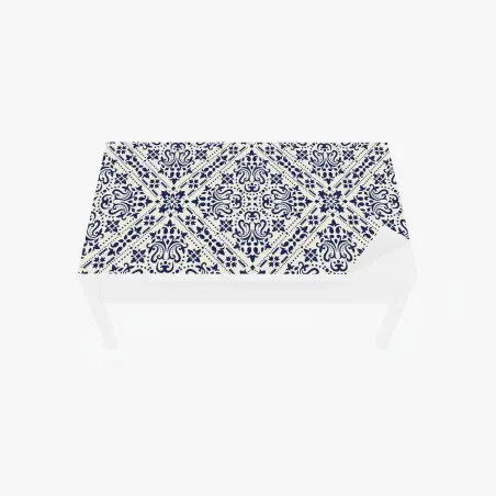 Table & desk veneer navy damask tile pattern • Wallissimo®