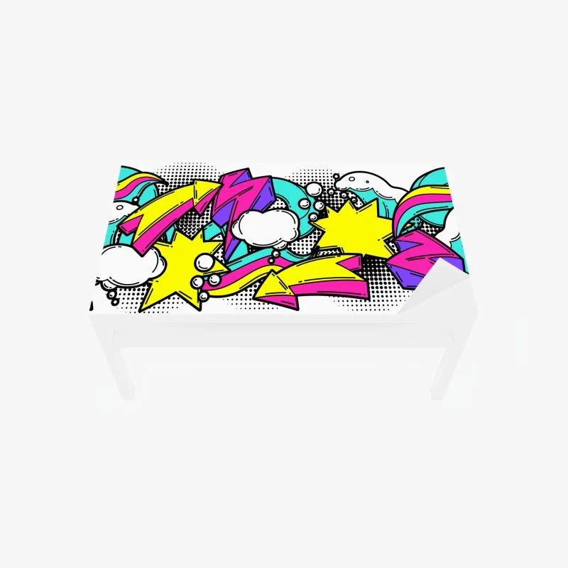 Table & desk veneer vibrant pop art comic pattern