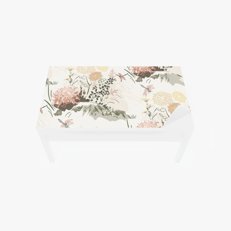 Table & desk veneer soft pastel floral pattern
