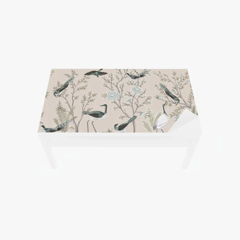 Table & desk veneer elegant birds and blossoms mural