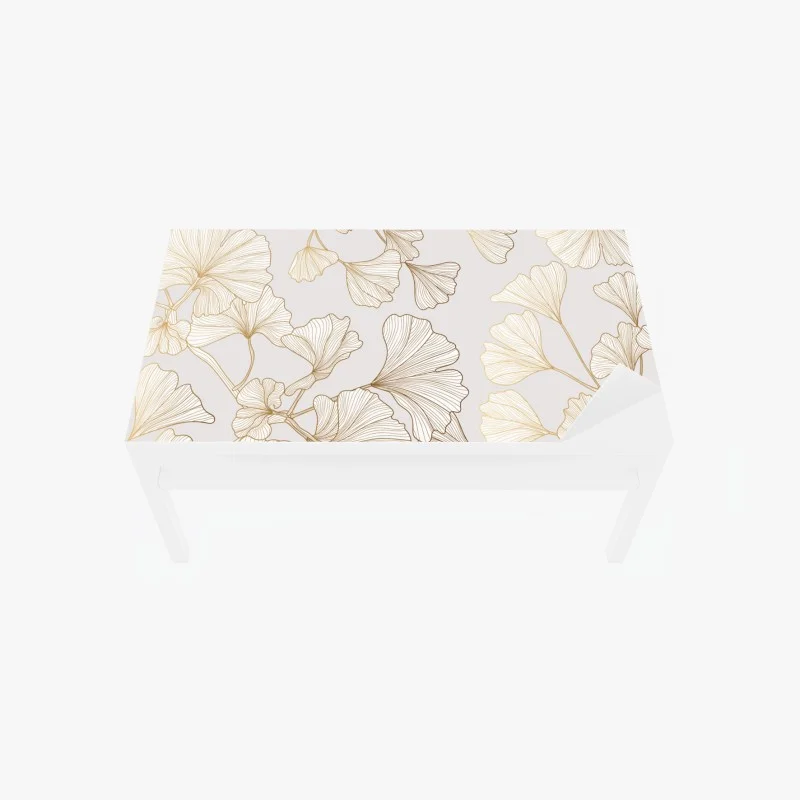 Table & desk veneer delicate golden ginkgo botanical pattern