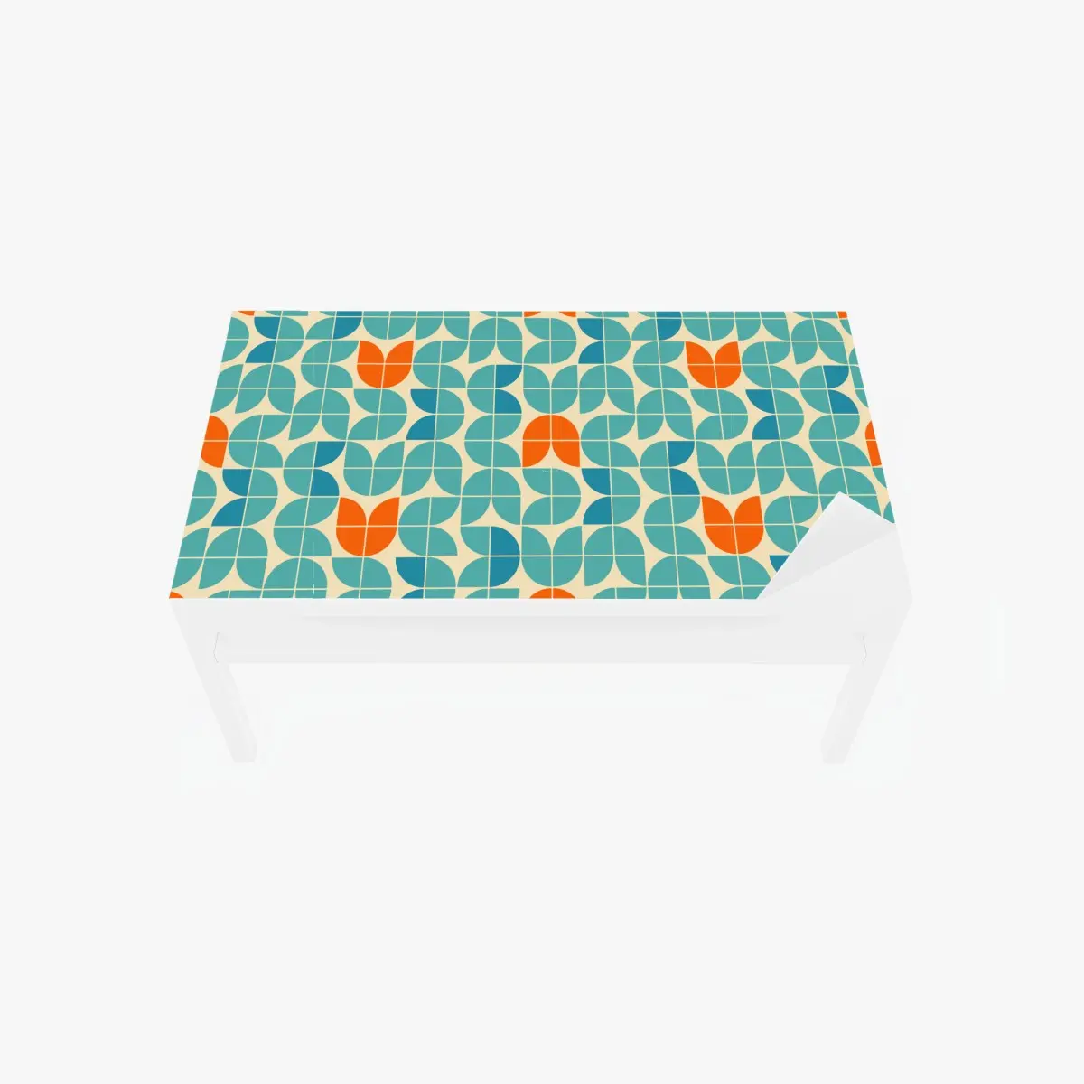 Table & desk veneer retro geometric tile pattern in turquoise and orange ⁕ Wallissimo® Table & desk veneer retro geometric tile pattern in turquoise and orange ⁕ Wallissimo®