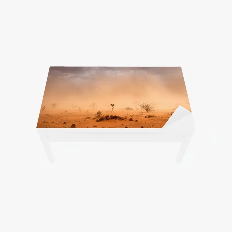 Table & desk veneer dusty sandstorm over Dollo Ado, Ethiopia