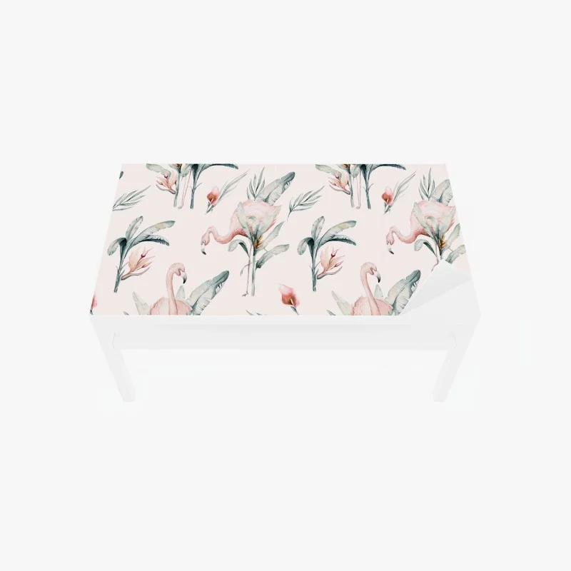 Table & desk veneer watercolor flamingo tropical pattern