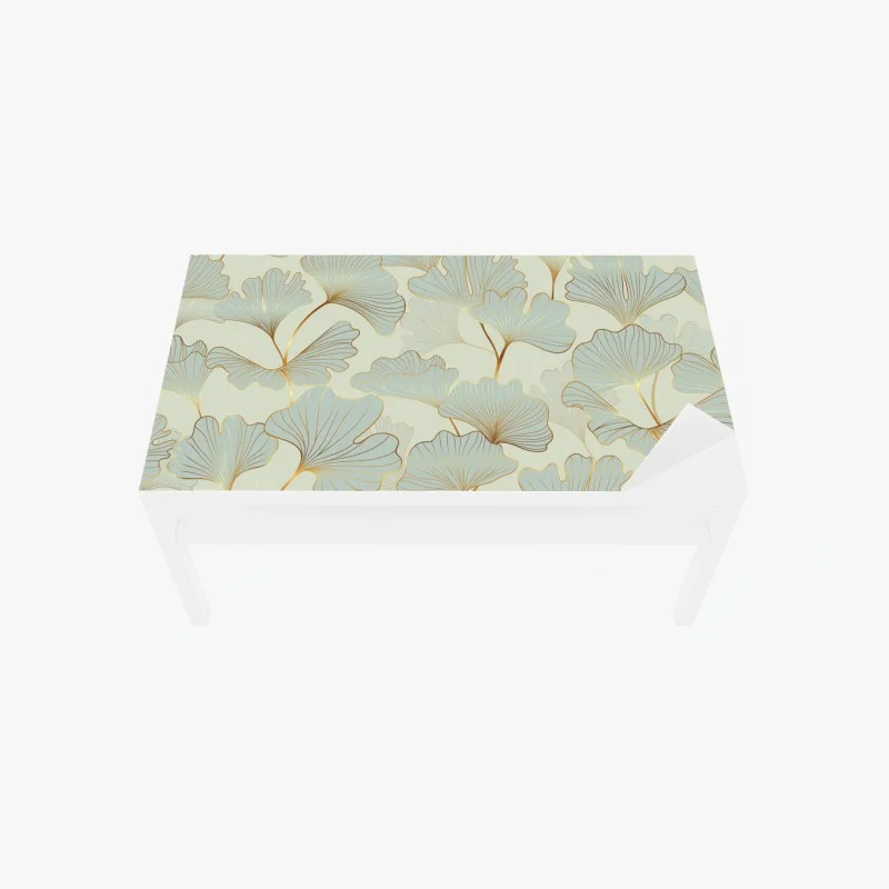 Table & desk veneer pastel ginkgo leaves pattern with gold accents