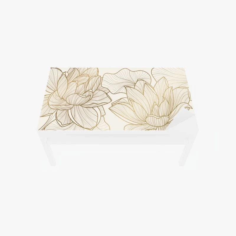 Table & desk veneer elegant gold line floral illustration