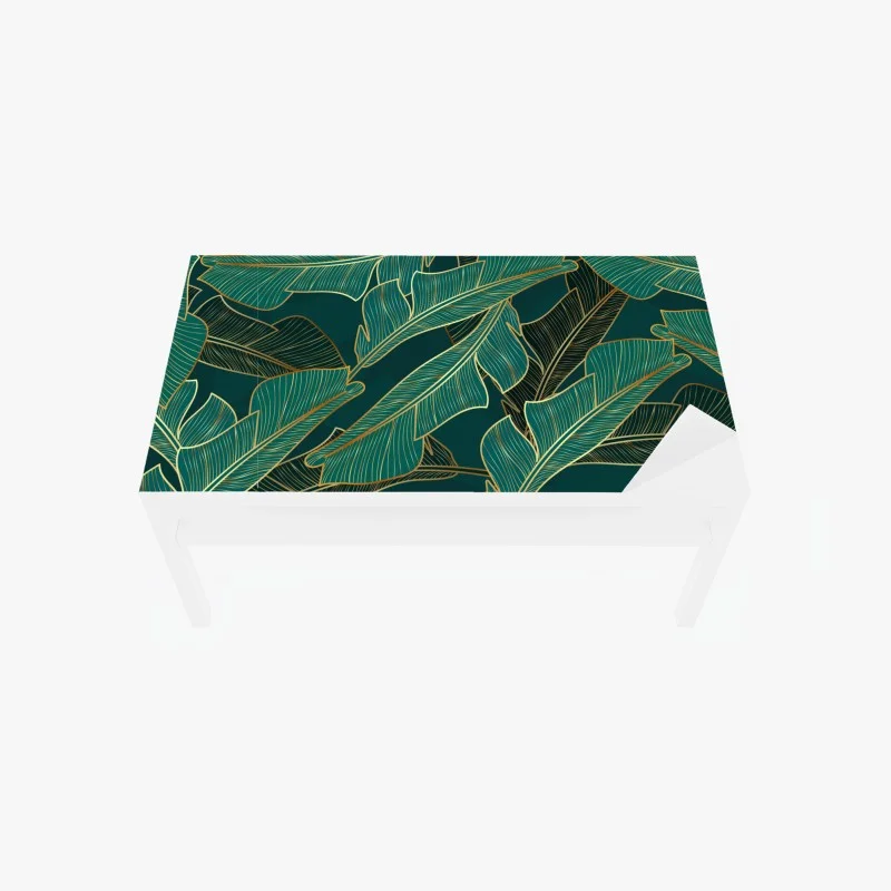 Table & desk veneer gold-lined tropical banana leaves pattern