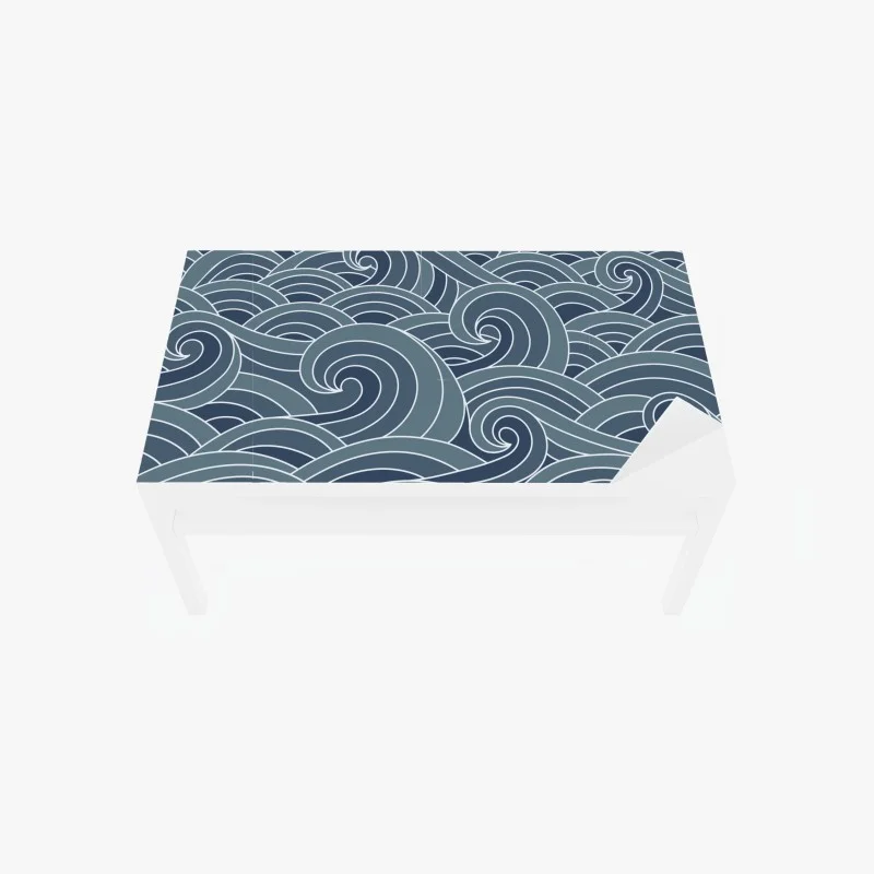 Table & desk veneer stylized ocean wave pattern