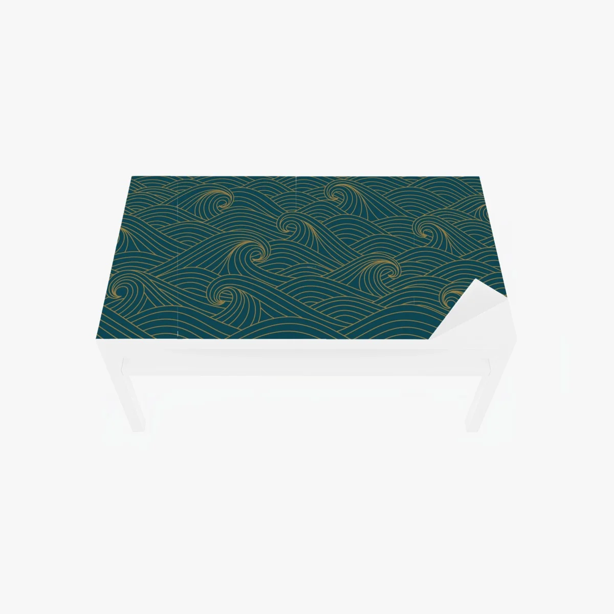 Table & desk veneer gold-lined teal wave pattern • Wallissimo® Table & desk veneer gold-lined teal wave pattern • Wallissimo®
