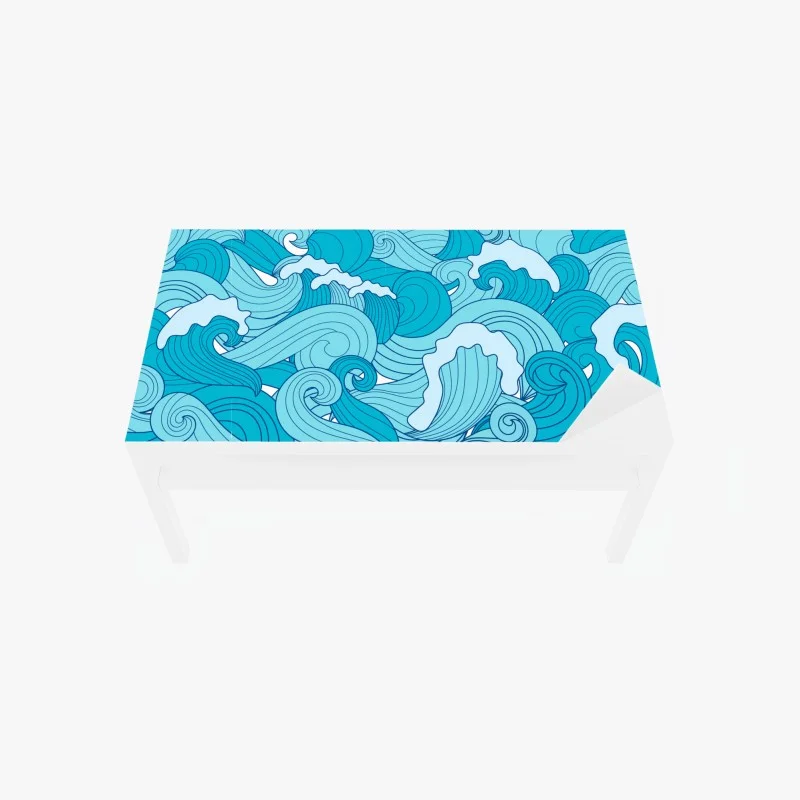 Table & desk veneer blue ocean waves pattern