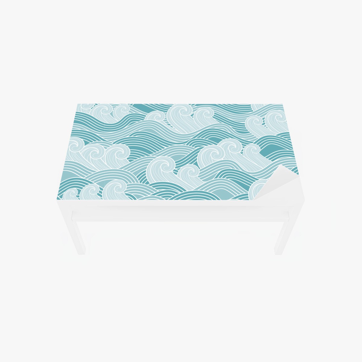 Table & desk veneer serene turquoise wave pattern • Wallissimo® Table & desk veneer serene turquoise wave pattern • Wallissimo®