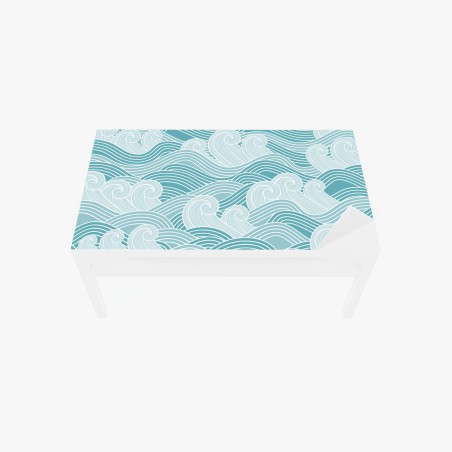 Table & desk veneer serene turquoise wave pattern • Wallissimo®