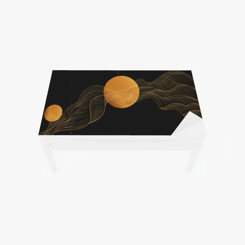 Table & desk veneer golden waves on black abstract composition ⁕ Wallissimo® Table & desk veneer golden waves on black abstract composition ⁕ Wallissimo®