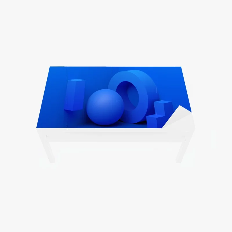Table & desk veneer blue geometric 3d composition