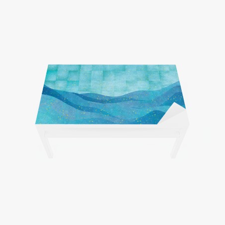 Table & desk veneer turquoise wave abstract composition • Wallissimo®