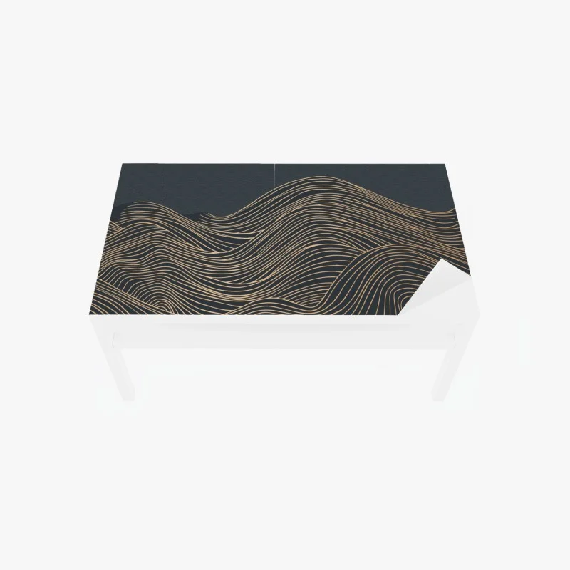 Table & desk veneer golden wave lines with Japanese motif