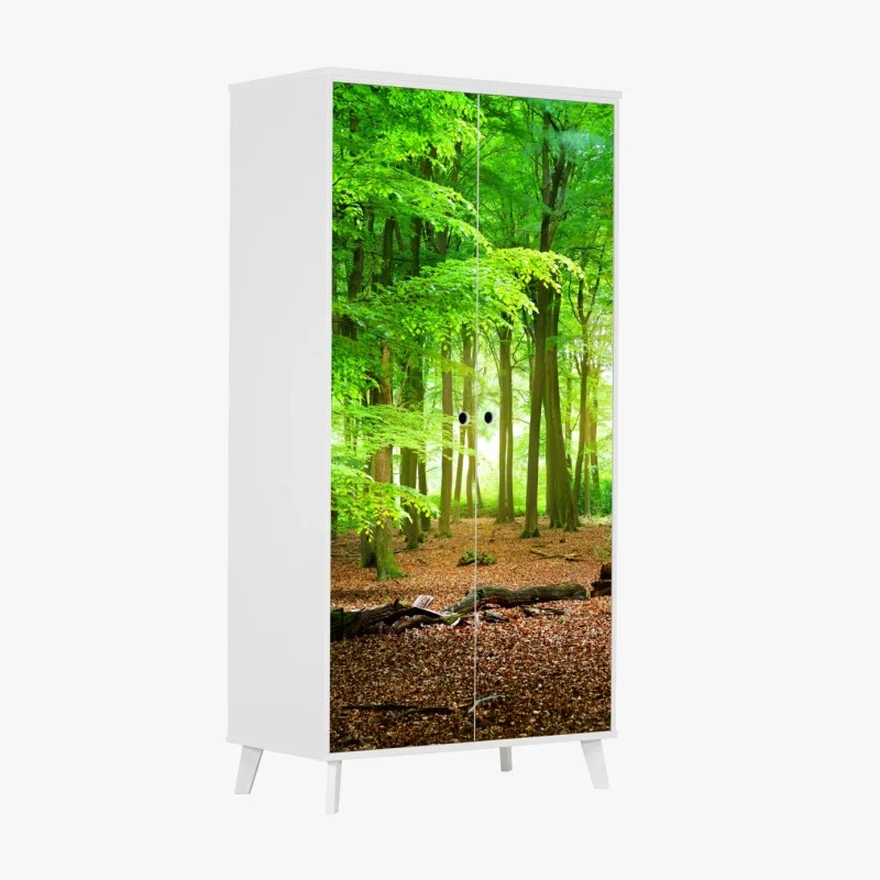 Wardrobe sticker sunlit green forest