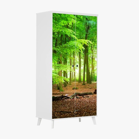 Wardrobe sticker sunlit green forest • Wallissimo®