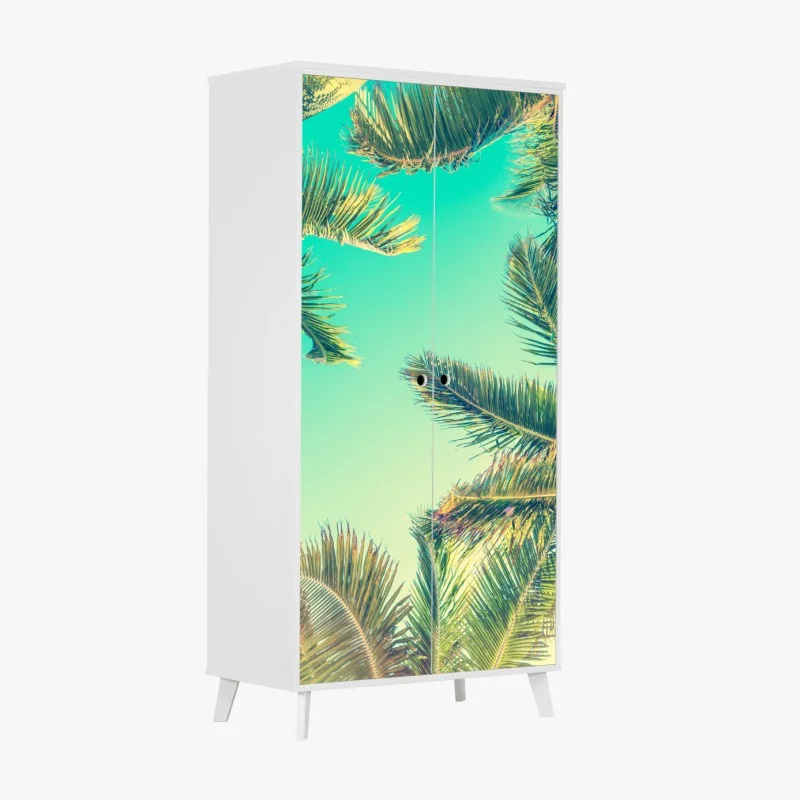 Wardrobe sticker vintage turquoise palm canopy