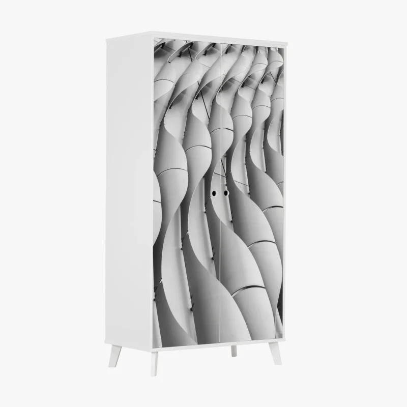 Wardrobe sticker architectural wave pattern in grayscale
