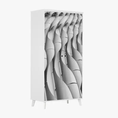 Wardrobe sticker architectural wave pattern in grayscale • Wallissimo®