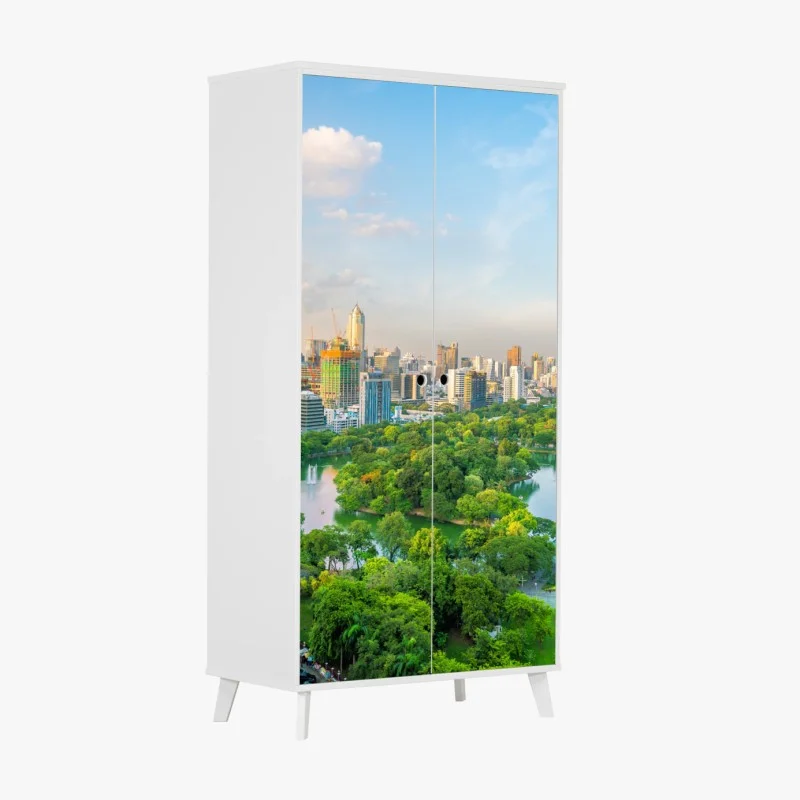 Wardrobe sticker Bangkok skyline over Lumpini Park