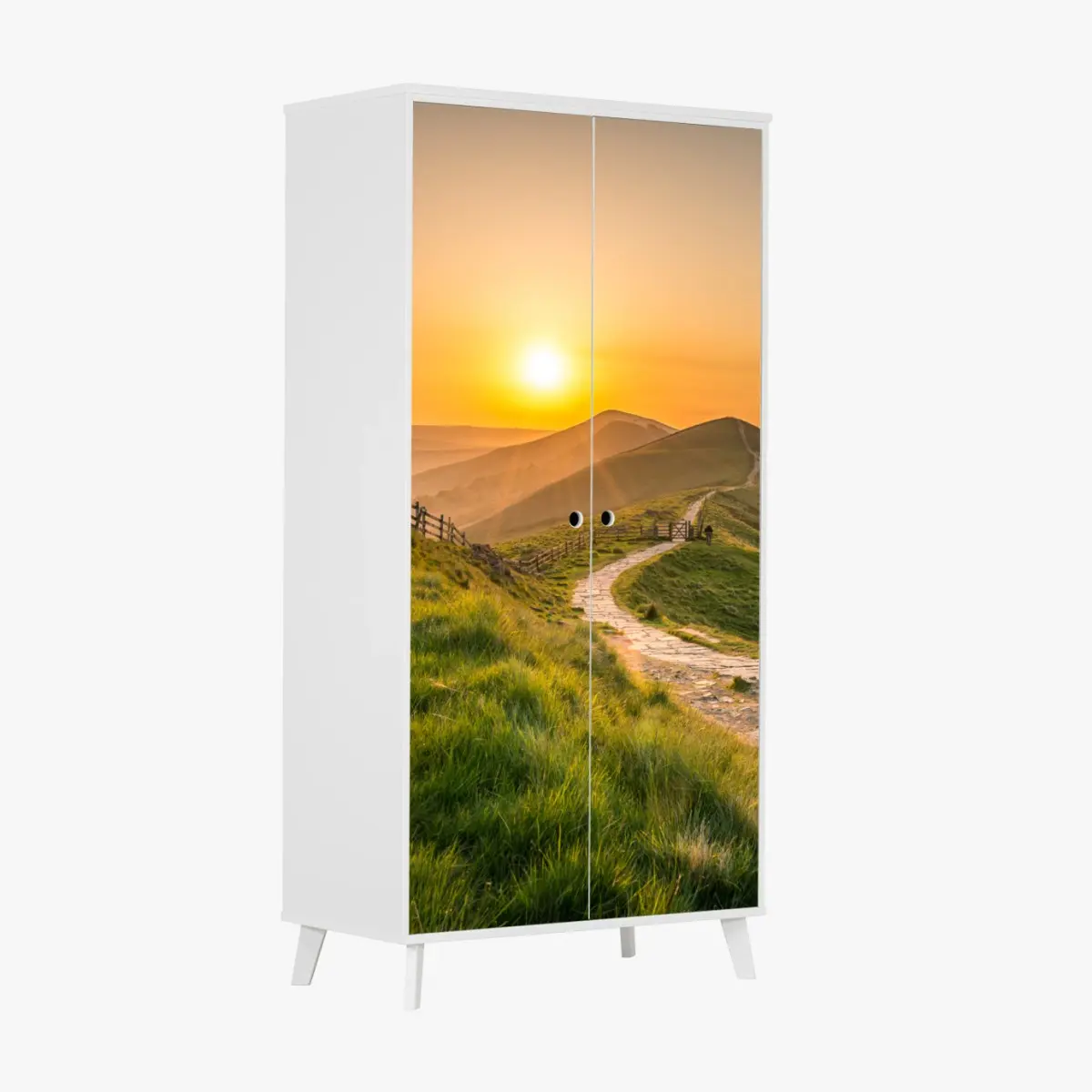 Wardrobe sticker sunrise over rolling green hills ⁕ Wallissimo® Wardrobe sticker sunrise over rolling green hills ⁕ Wallissimo®