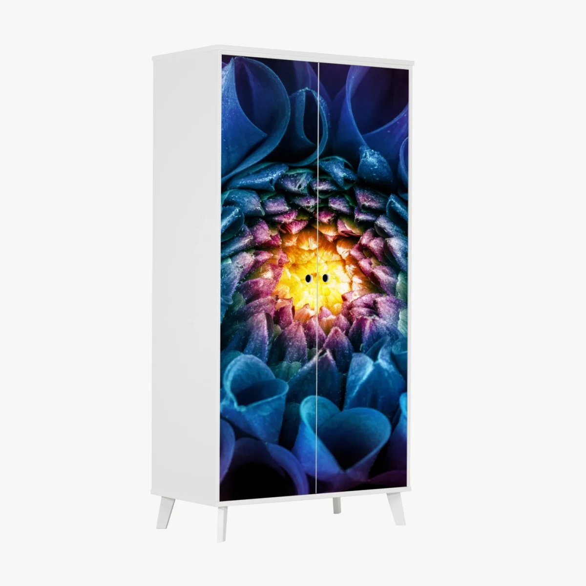 Wardrobe sticker vibrant blue chrysanthemum close-up ⁕ Wallissimo® Wardrobe sticker vibrant blue chrysanthemum close-up ⁕ Wallissimo®