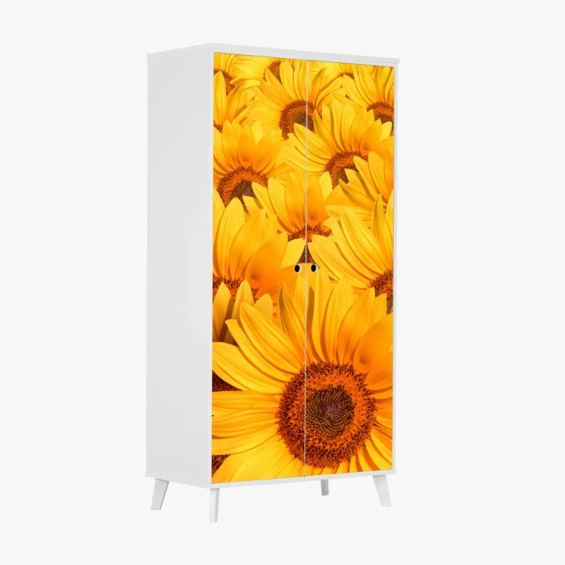 Wardrobe sticker golden sunflower field