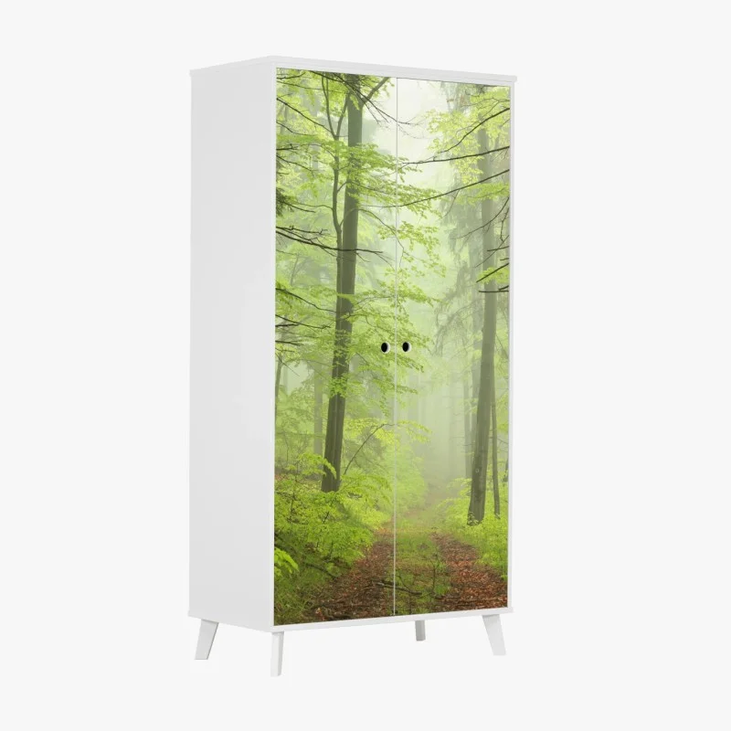 Wardrobe sticker misty green forest trail