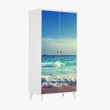 Wardrobe sticker Seychelles beach at sunset • Wallissimo®