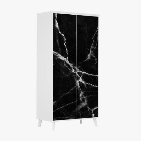 Wardrobe sticker black marble veined texture • Wallissimo®