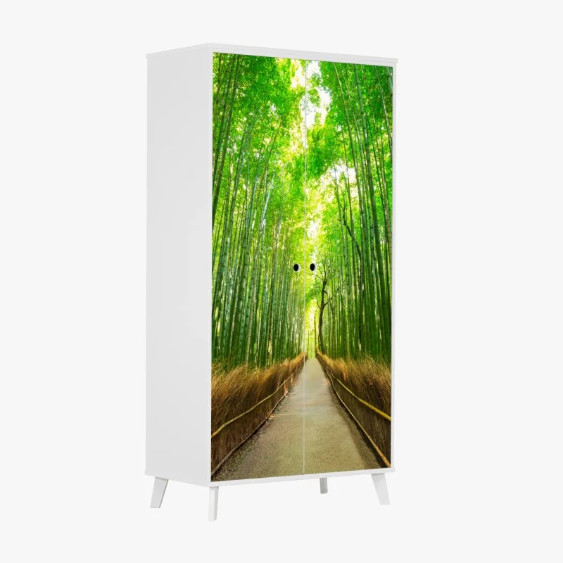 Wardrobe sticker tranquil bamboo path in Kyoto
