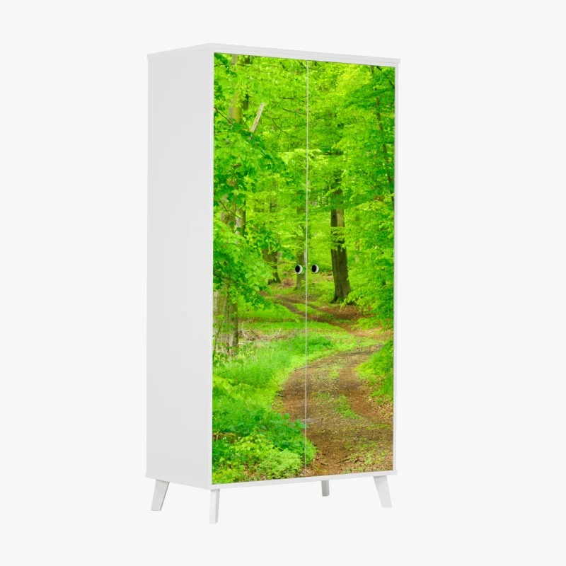 Wardrobe sticker serene forest path in spring