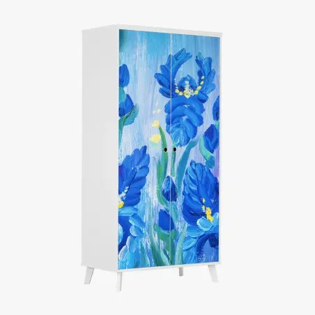 Wardrobe sticker vibrant blue iris bouquet • Wallissimo®