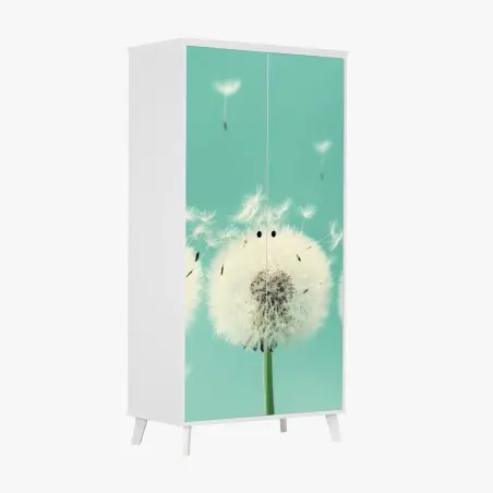 Wardrobe sticker three dandelion puffballs on turquoise background • Wallissimo®