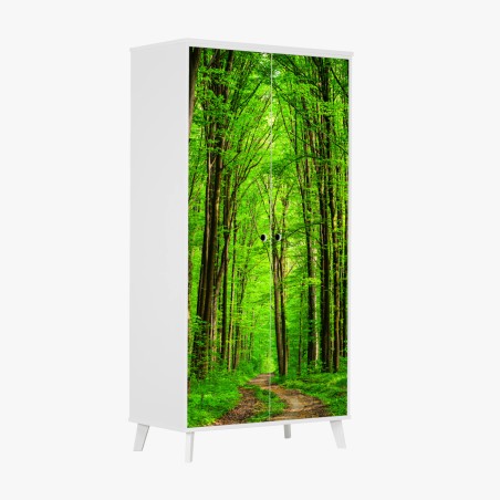 Wardrobe sticker lush green forest pathway • Wallissimo®