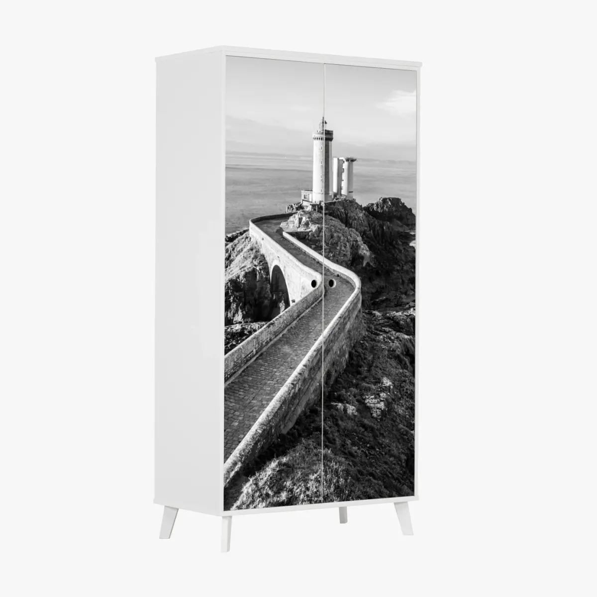 Wardrobe sticker lighthouse on rocky coast pathway • Wallissimo® Wardrobe sticker lighthouse on rocky coast pathway • Wallissimo®