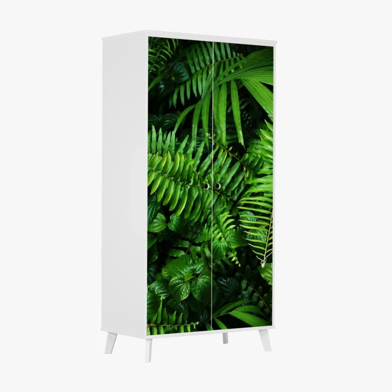 Wardrobe sticker lush tropical fern leaves