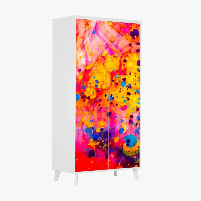 Wardrobe sticker Ottoman marbling abstract in vibrant colors