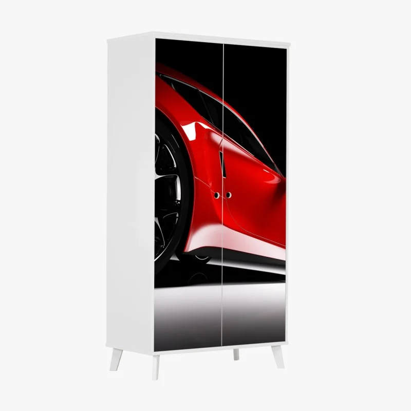 Wardrobe sticker red sports car close-up