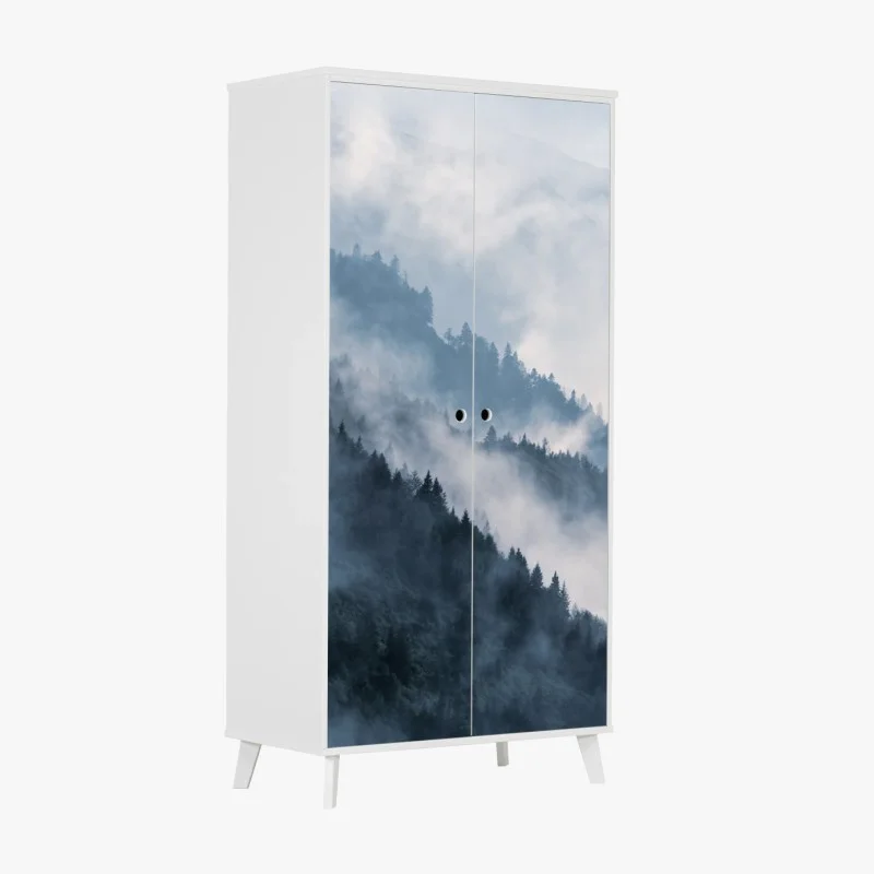 Wardrobe sticker mist-covered mountain ridges