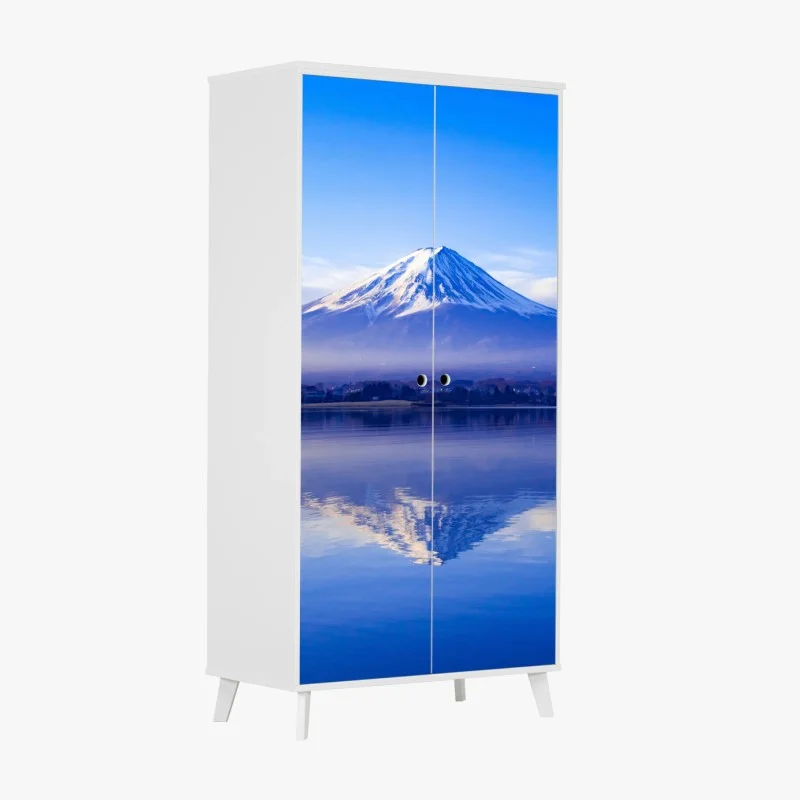 Wardrobe sticker Mount Fuji morning reflection over calm lake